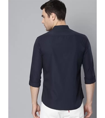 Men's Premium Casual Band Collar Shirt Navy at Best Price In Bangladesh