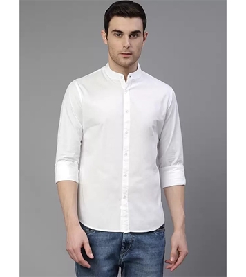 Men's Premium Casual Band Collar Shirt White at Best Price In Bangladesh