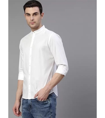 Men's Premium Casual Band Collar Shirt White at Best Price In Bangladesh