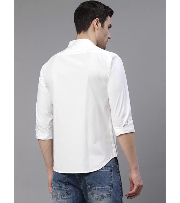 Men's Premium Casual Band Collar Shirt White at Best Price In Bangladesh