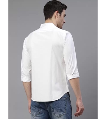 Men's Premium Casual Band Collar Shirt White at Best Price In Bangladesh