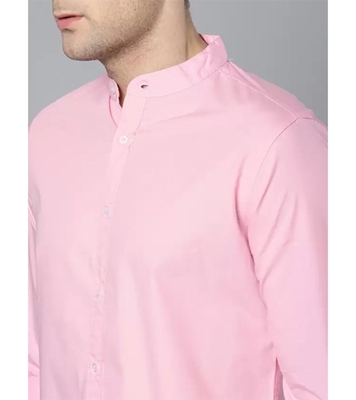 Men's Premium Casual Band Collar Shirt Pink at Best Price In Bangladesh