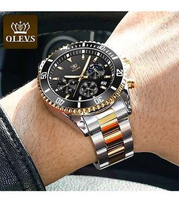 Picture of OLEVS 2870 Stainless Steel Waterproof Quartz Watch Black Mixed