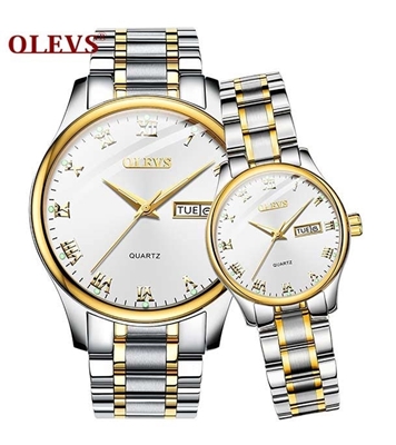 Picture of Olevs 5563 Silver And Golden Two-tone Stainless Steel Analog Wrist Watch For Couple