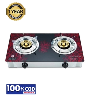 Picture of RFL Glass Double Gas Stove Rosee (Cylinder Gas)