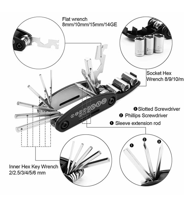 Picture of 16 in 1 Multi-Function Bike & Bicycle Mechanic Repair Tool Kit