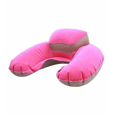 Picture of Double Part 3 in 1 inflatable Travelling Pillow Set with eye mask & Ear plug Pink