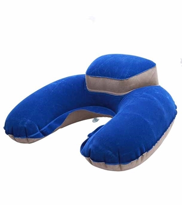 Picture of Double Part 3 in 1 inflatable Travelling Pillow Set with eye mask & Ear plug Blue
