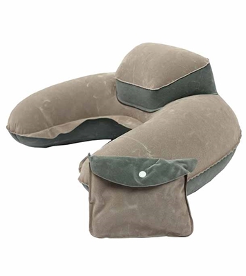 Picture of Double Part 3 in 1 inflatable Travelling Pillow Set With Eye Mask & Ear plug Ash