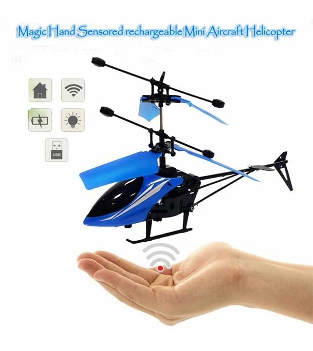 Picture of Magic Hand Sensored Rechargeable Mini Aircraft Helicopter Blue