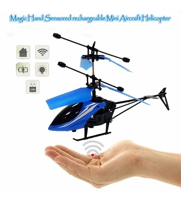 Picture of Magic Hand Sensored Rechargeable Mini Aircraft Helicopter Blue
