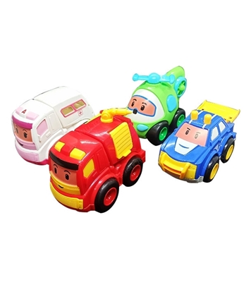 Picture of Kid's 4 Pcs Food Grade Mini Plastic Pull And Back Car Set