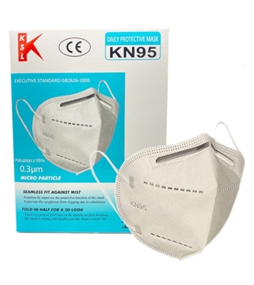 Picture of 5 Layer KSL Folding KN95 Protective Mask With Steel Nose Clip White 10 pcs