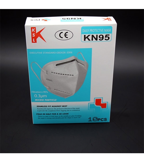 Picture of 5 Layer KSL Folding KN95 Protective Mask With Steel Nose Clip White 10 pcs