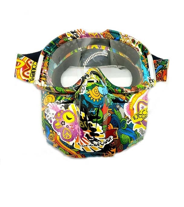 Picture of Modular Motorcycle Bike Riding Helmet Open Face Mask Shield Goggles Detachable