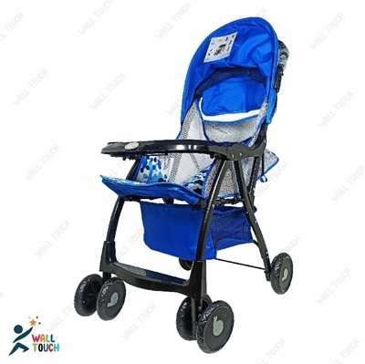 Picture of Lightweight Portable Baby Stroller Baby Trolley 722C Folding Pram for kids From Newborn to 3 Years With Back Rest, Food Tray & Wheel Lock