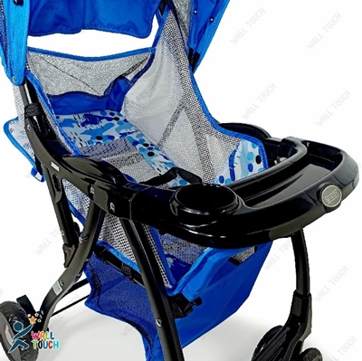 Picture of Lightweight Portable Baby Stroller Baby Trolley 722C Folding Pram for kids From Newborn to 3 Years With Back Rest, Food Tray & Wheel Lock