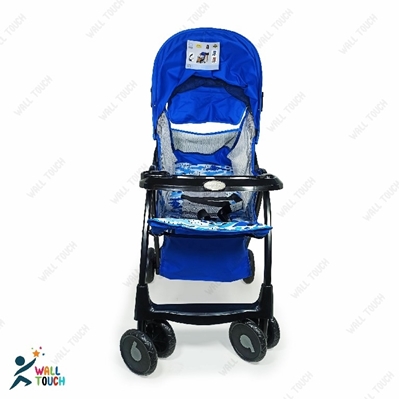 Picture of Lightweight Portable Baby Stroller Baby Trolley 722C Folding Pram for kids From Newborn to 3 Years With Back Rest, Food Tray & Wheel Lock