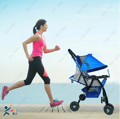 Picture of Lightweight Portable Baby Stroller Baby Trolley 722C Folding Pram for kids From Newborn to 3 Years With Back Rest, Food Tray & Wheel Lock