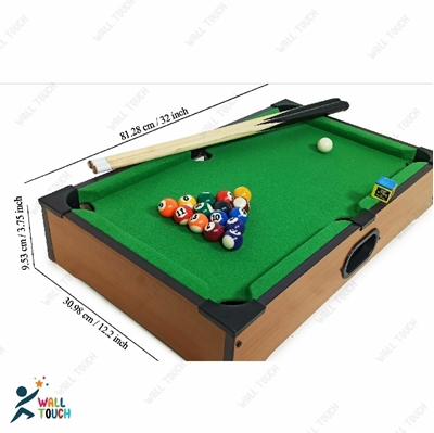 Picture of Mini Tabletop Pool Table Game Billiard Table Set Children's Play Sports Toy With Balls, Cue, Chalk, Billiard Table