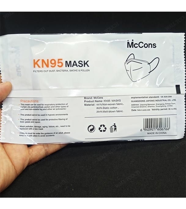 Picture of 5 Layer Mccon Folding KN95 Protective Mask With PVC Nose Clip White 1 pc