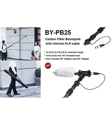 BOYA BY-PB25 3-Section Carbon Fiber Boompole with Internal XLR Cable 3.5' (1m) Collapsed to 8.2' (2.5m) Extended at Best Price in Bangladesh