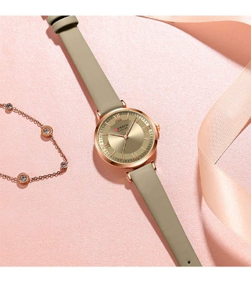 Buy Curren 9080 PU Leather Watches Women's Quartz Leather Wristwatch at Best Price In Bangladesh