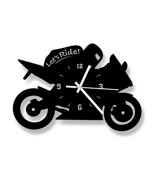 Picture of Biker Thematic Wooden Board Wall Clock