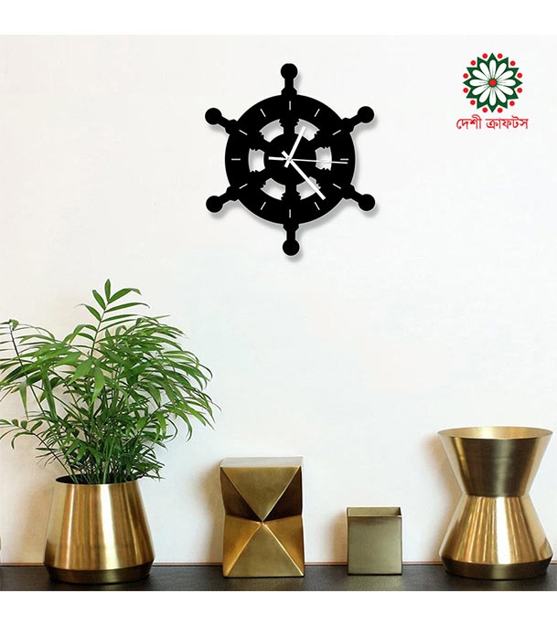 Picture of Navy Maritime Wheel Thematic Wooden Board Wall Clock