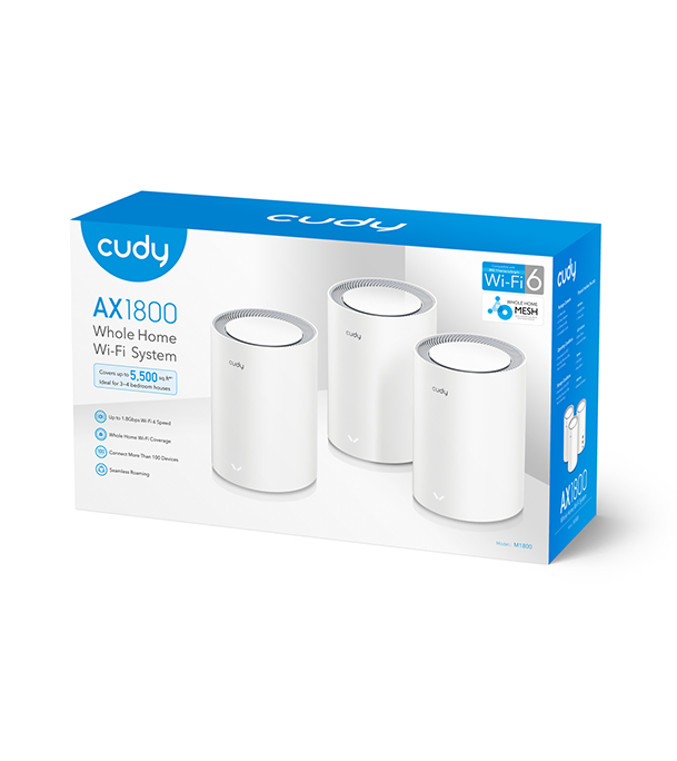 Picture of Cudy 2022 New WiFi 6 Mesh WiFi, AX1800 Whole Home Mesh WiFi System - Covers up to 5000 Sq. Ft, 5G Gigabit WiFi 6 VPN Router and Extender, Parental Control, Open VPN, 2-Pack