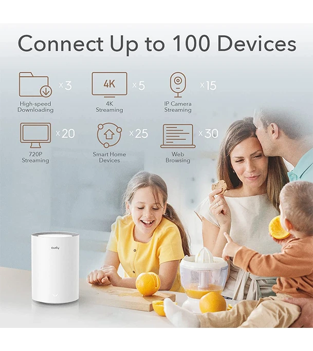 Picture of Cudy 2022 New WiFi 6 Mesh WiFi, AX1800 Whole Home Mesh WiFi System - Covers up to 5000 Sq. Ft, 5G Gigabit WiFi 6 VPN Router and Extender, Parental Control, Open VPN, 2-Pack