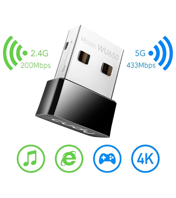 Picture of Cudy AC 650Mbps USB WiFi Adapter for PC, 5GHz/2.4GHz Wireless Dongle, WiFi USB, USB Wireless Adapter for Laptop - Nano Size, Compatible with Windows XP / 7 / 8.x /10/11, Mac OS