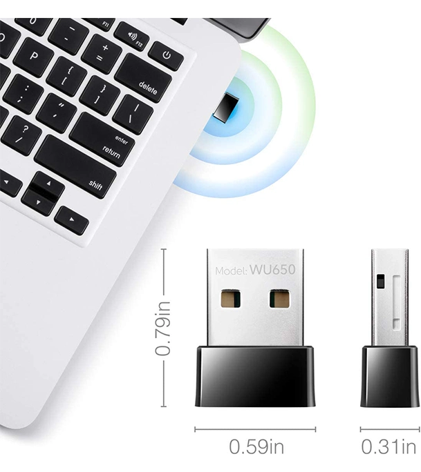 Picture of Cudy AC 650Mbps USB WiFi Adapter for PC, 5GHz/2.4GHz Wireless Dongle, WiFi USB, USB Wireless Adapter for Laptop - Nano Size, Compatible with Windows XP / 7 / 8.x /10/11, Mac OS