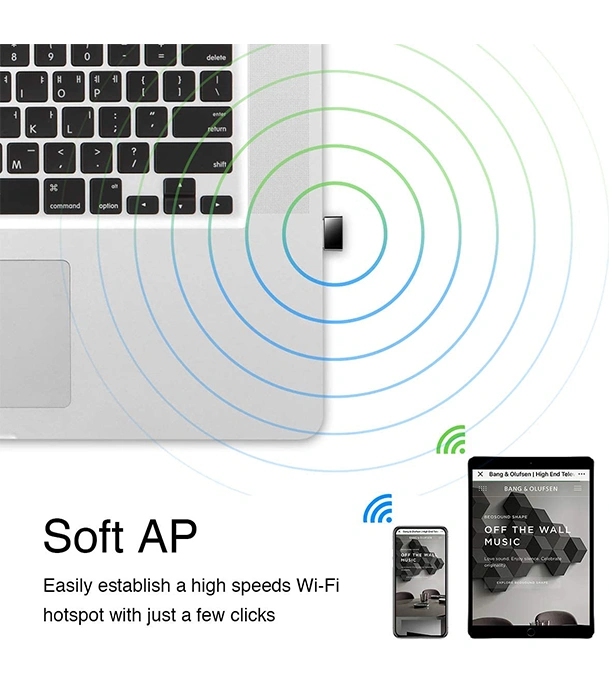 Picture of Cudy AC 650Mbps USB WiFi Adapter for PC, 5GHz/2.4GHz Wireless Dongle, WiFi USB, USB Wireless Adapter for Laptop - Nano Size, Compatible with Windows XP / 7 / 8.x /10/11, Mac OS