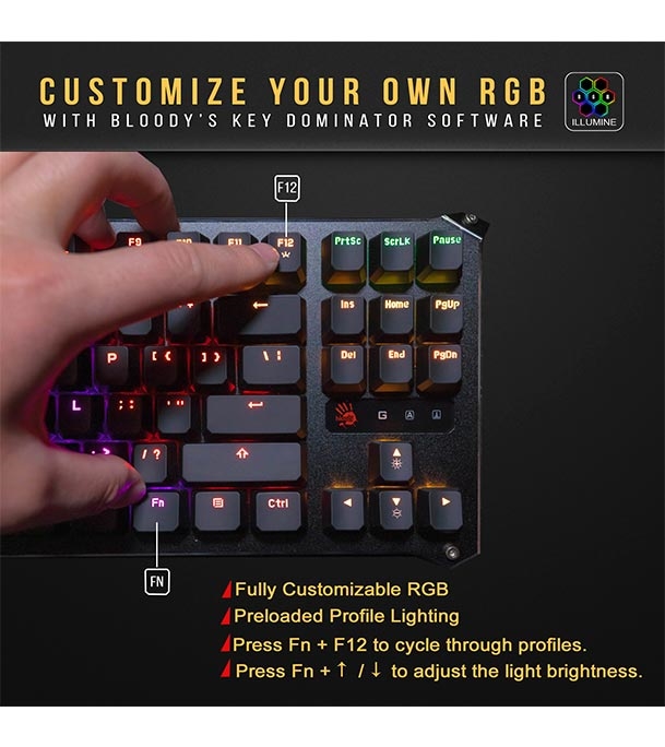 Buy A4TECH Bloody B930 TKL RGB Light Strike Libra Brown Optical Switch Mechanical Gaming Keyboard Online