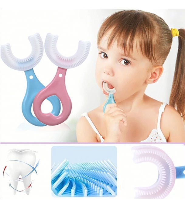 Buy New Children Toothbrush U-Shape Baby Toothbrush With Handle Silicone Oral Care at Best Price In Bangladesh