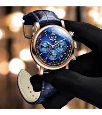 Buy LIGE 8927 Navy Blue PU Leather Chronograph Watch For Men at Best Price In Bangladesh