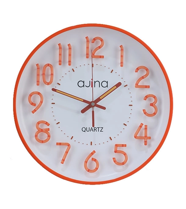 Ajina Maple Digit Round Wall Clock Orange