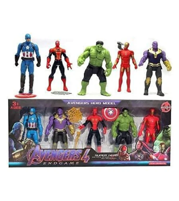 Buy Avengers 4 Super Hero Toy Set Iron Man Hulk Spider-man Thanos Captain America(5pcs)  Online