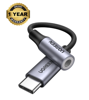 Buy UGREEN 80154 USB-C to 3.5mm M/F Cable Aluminum Shell with Braided 10cm Space Gray at Best Price In Bangladesh