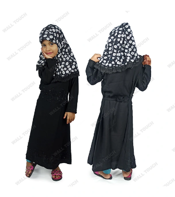 Stylish Borka New Collection Borka Party Borka with Hijab Full Set For 2-8 years Girl (Dubai Cherry Cloth)
