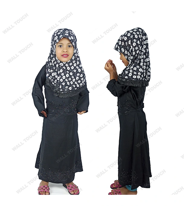 Stylish Borka New Collection Borka Party Borka with Hijab Full Set For 2-8 years Girl (Dubai Cherry Cloth)