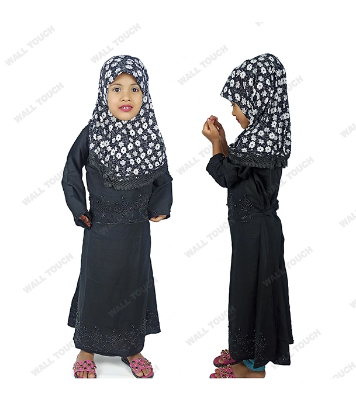 Stylish Borka New Collection Borka Party Borka with Hijab Full Set For 2-8 years Girl (Dubai Cherry Cloth)