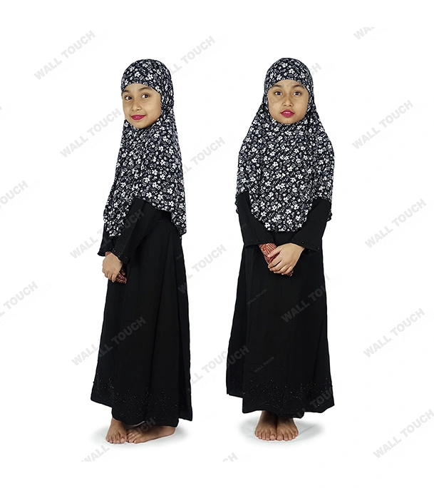 Stylish Borka New Collection Borka Party Borka with Hijab Full Set For 2-8 years Girl (Dubai Cherry Cloth)
