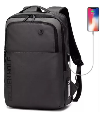 Buy Classic Urban Backpack Golden Wolf Gb00399 With Usb Port, Three Compartments, For Laptop 15.6 ", 20l Online