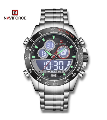 Buy NAVIFORCE NF9188 Silver Stainless Steel Dual Time Wrist Watch at Best Price In Bangladesh