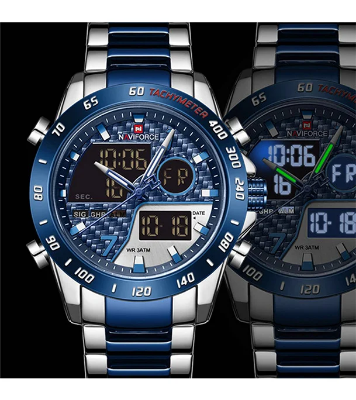 Buy NAVIFORCE NF9171 Black Stainless Steel Dual Wrist Watch  Online at Best Price