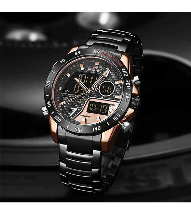 Buy NAVIFORCE NF9171 Black Stainless Steel Dual Wrist Watch  Online at Best Price