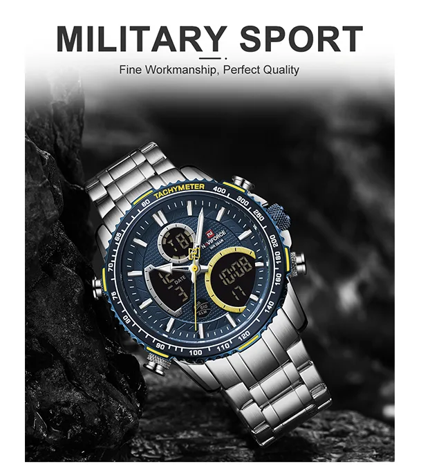 Buy NAVIFORCE NF9182 Silver Stainless Steel Dual Time Wrist Watch Online at Best Price