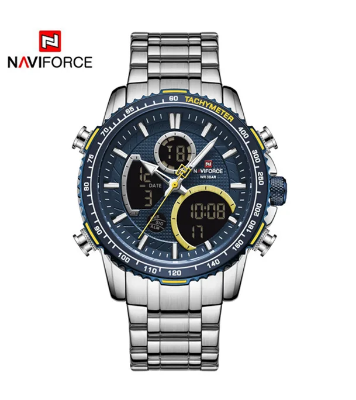 Buy NAVIFORCE NF9182 Silver Stainless Steel Dual Time Wrist Watch Online at Best Price